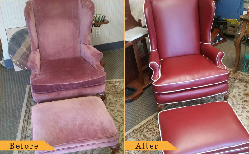 Reupholstered Leather Red Chair